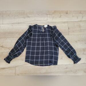 Laundry By Shelli Segal Black Plaid Blouse
